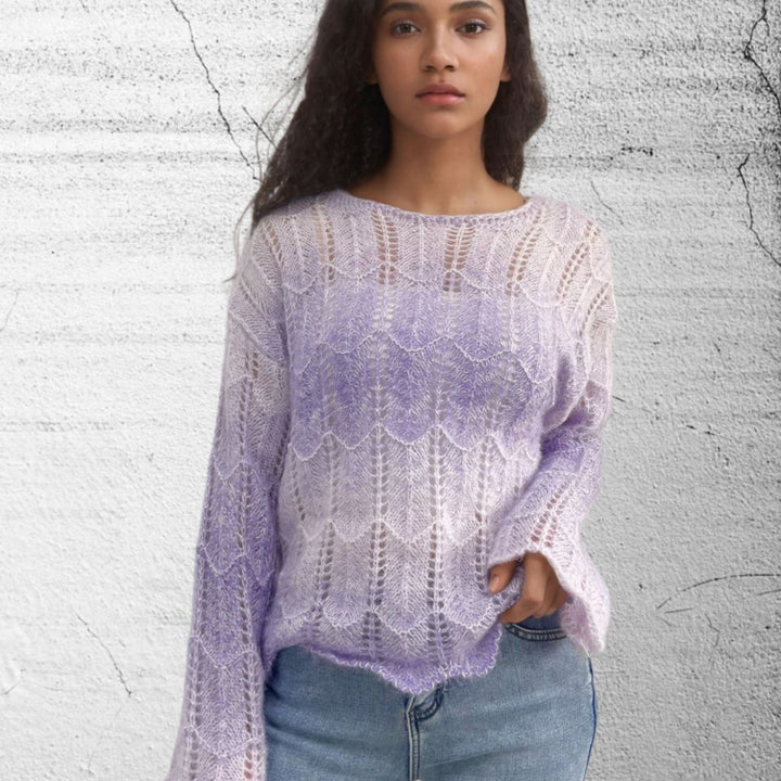 Ladies Long Knit Sweater in High Quality with a Pretty Diamond Pattern Lune London
