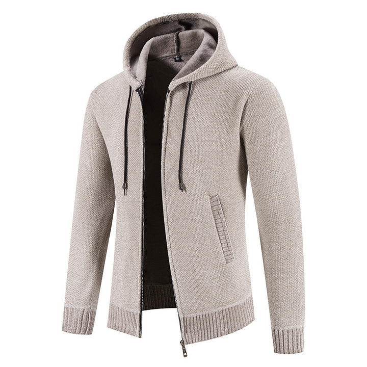 Men's knit hoodie jacket with structured design Lune London