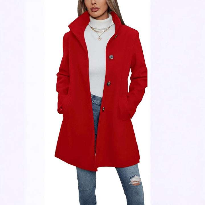 Women's Elegant Wool Coat with High-Collar and Practical Pockets Lune London