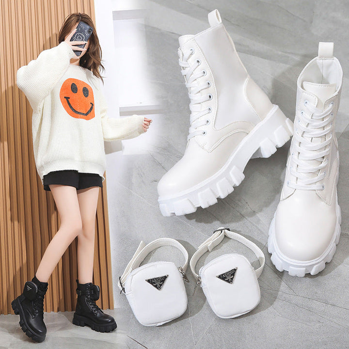 Women Chunky Boots with Practical Side Pocket Design Lune London