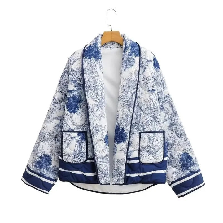 Women's down jacket with floral design and stylish pockets Lune London