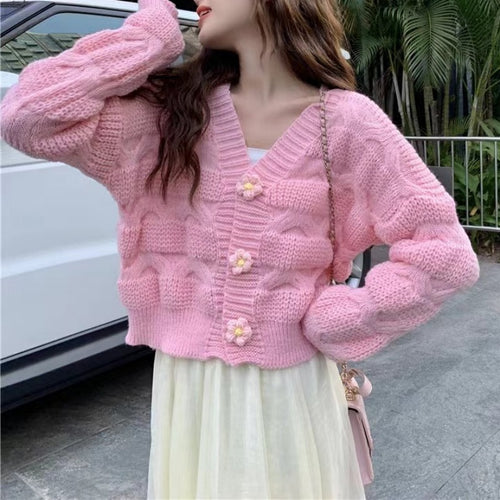 Ladies comfortable knit cardigan with cable pattern and button details Lune London