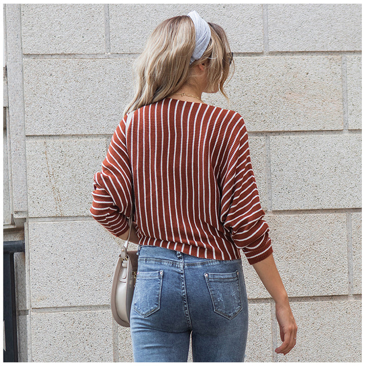 Lune London vertical striped knit sweater for women