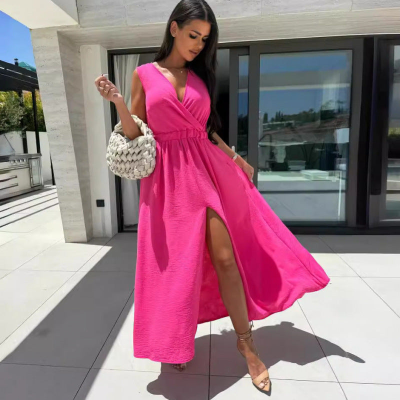 Lune London high slit maxi wrap dress for women