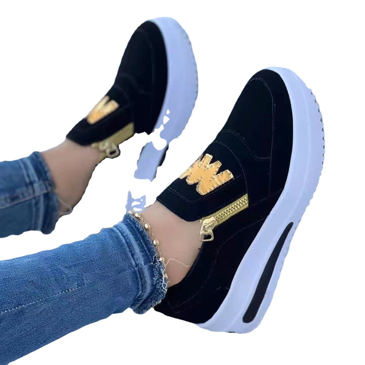 Lune London Women's Slip-On Casual Sneakers with Zipper Detail