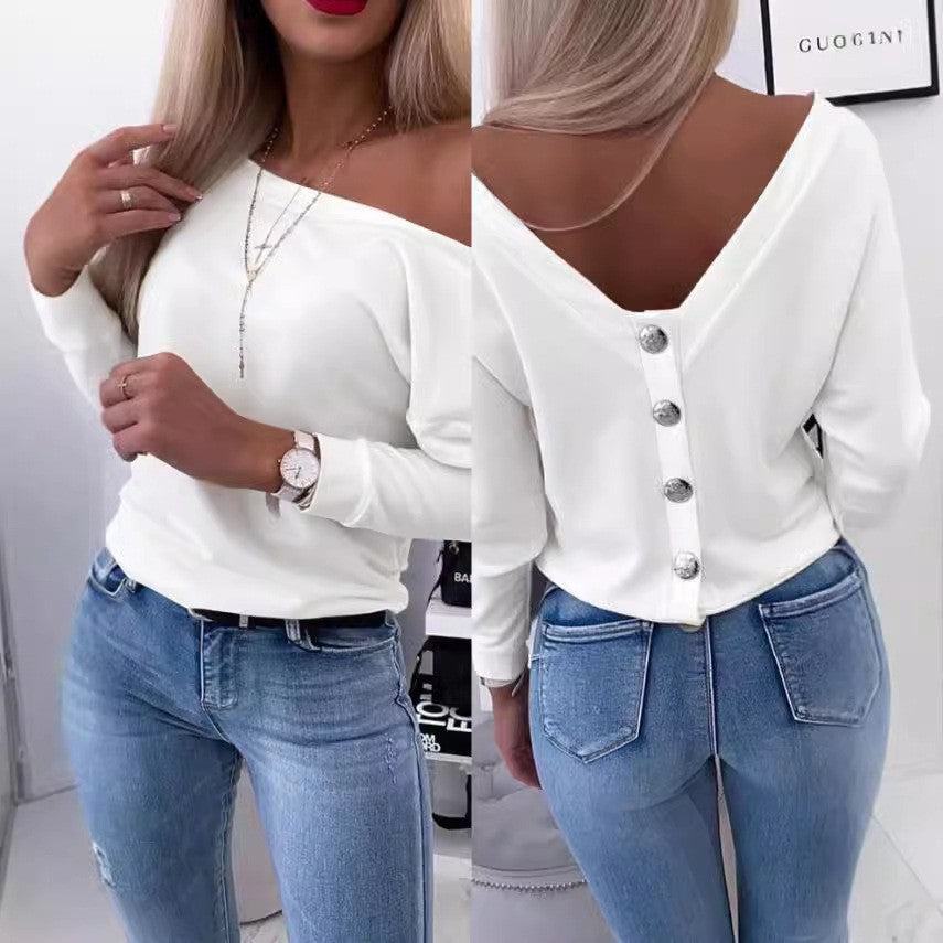 Women off-shoulder blouse with buttoned back Lune London
