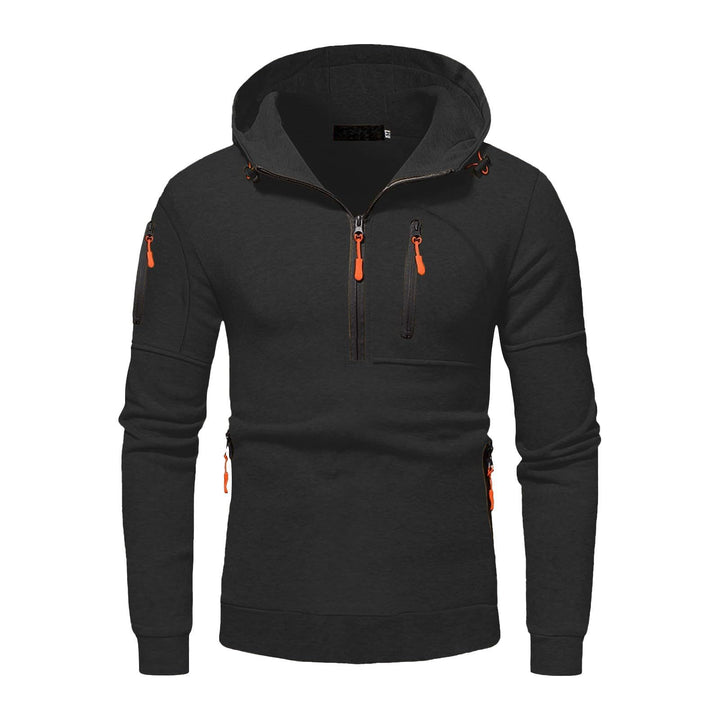 Functional hooded jacket for men with innovative 1/2 zip Lune London