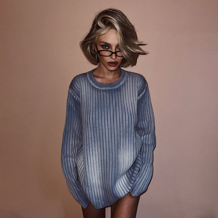 Fashion ribbed knit sweater for women with a relaxed fit and long sleeves Lune London