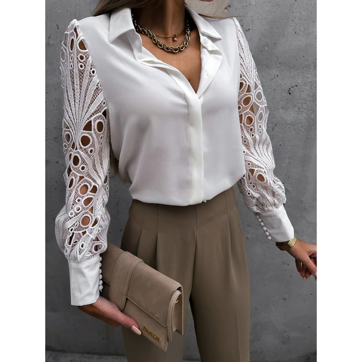 Ladies Elegant blouse with romantic lace sleeves Lune London