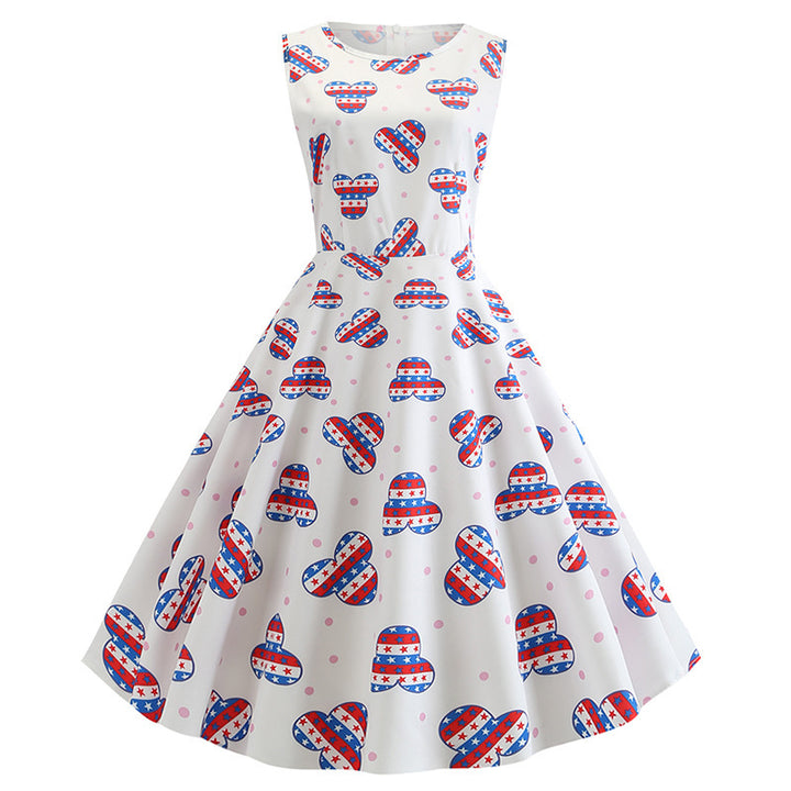 Robe swing rétro pour femmes avec motif joyeux et jupe tourbillonnante Chic & Stil