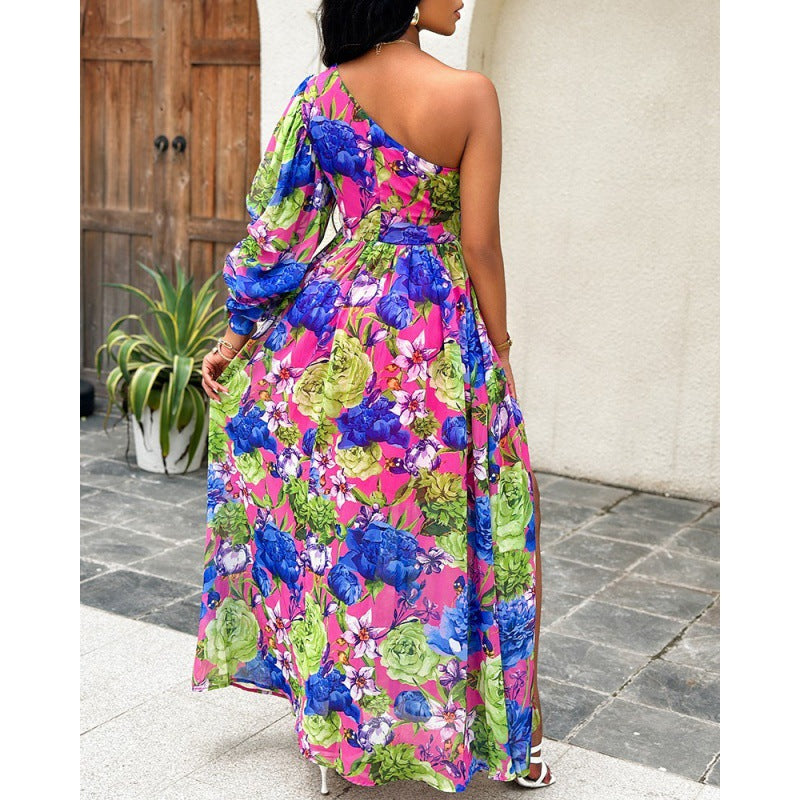 Lune London Women's One-Shoulder Floral Maxi Dress