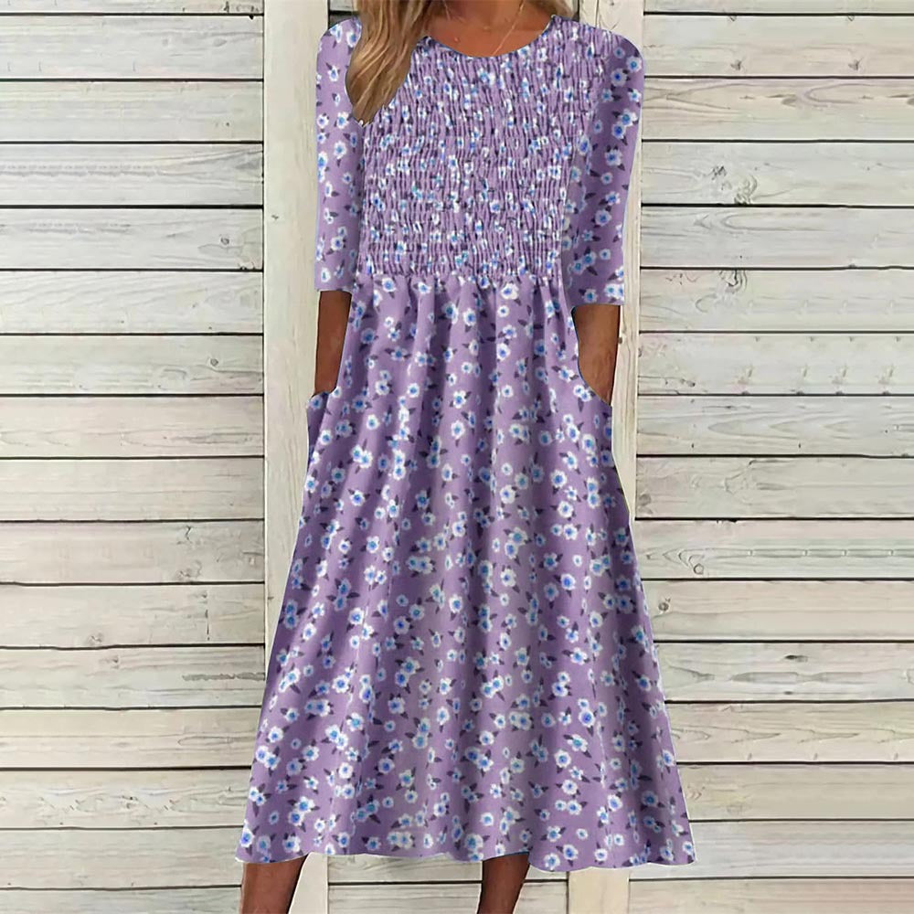 Chic and Stylish Floral Smocked Midi Dress for Women