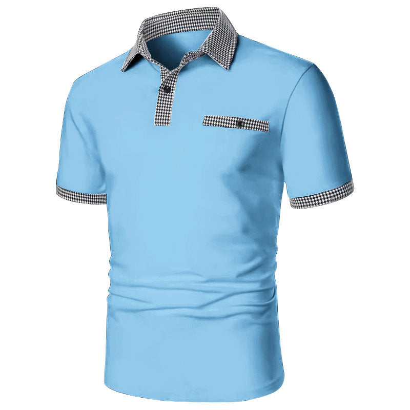 Stylish short-sleeve polo shirt for men with a checkered accents Lune London