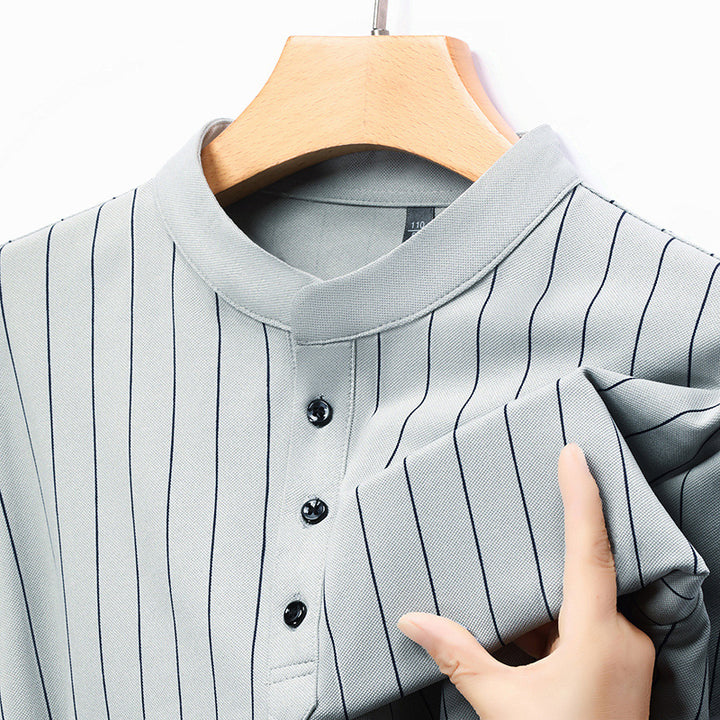 Men's polo shirt with an elegant striped pattern and a high-quality button placket Lune London