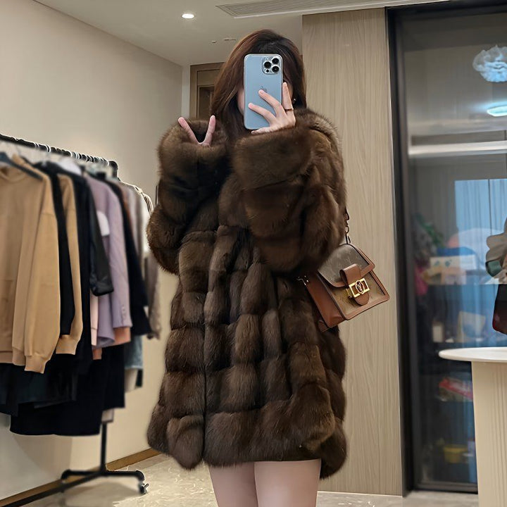 Ladies Faux Fur Coat with Loose Cut Lune London