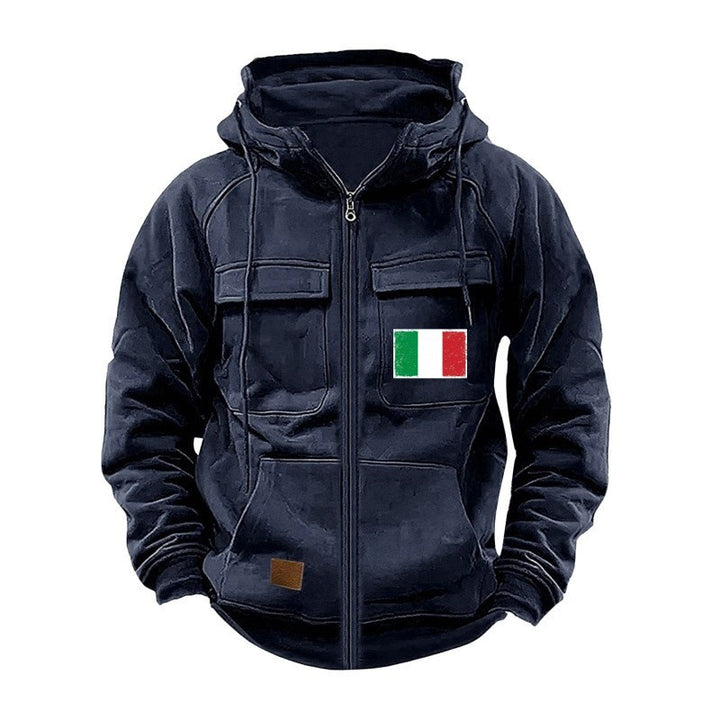 Trendy hooded jacket for men with practical pockets and adjustable collar Lune London
