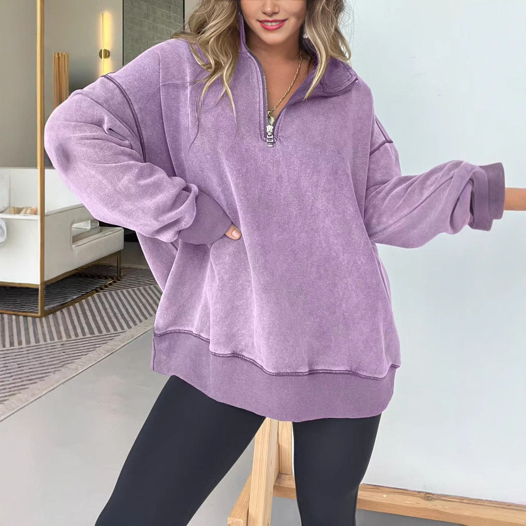 Ladies Comfortable Fleece Pullover with Half-Zip Lune London
