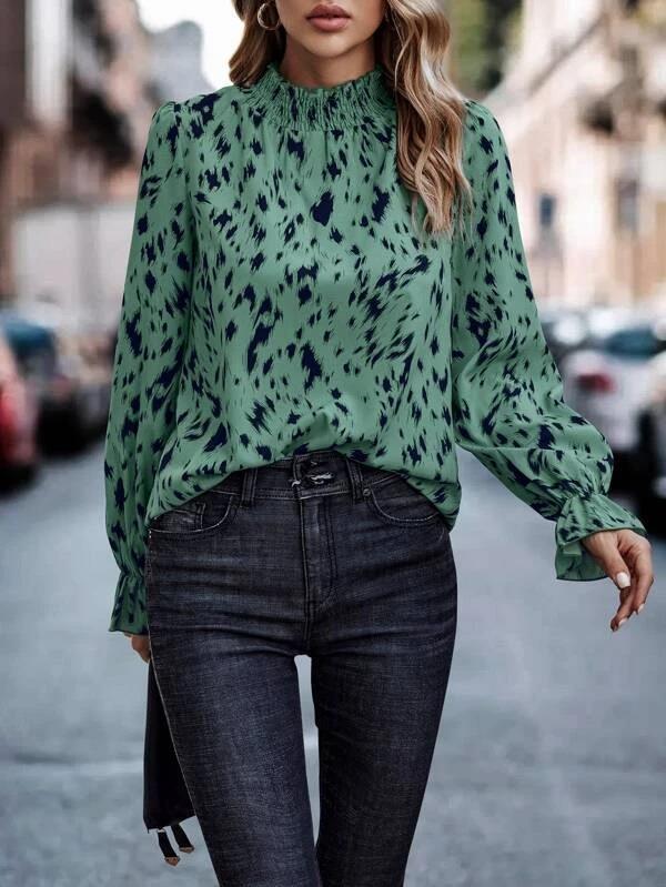Women's blouse with asymmetrical hem and elegant print Lune London