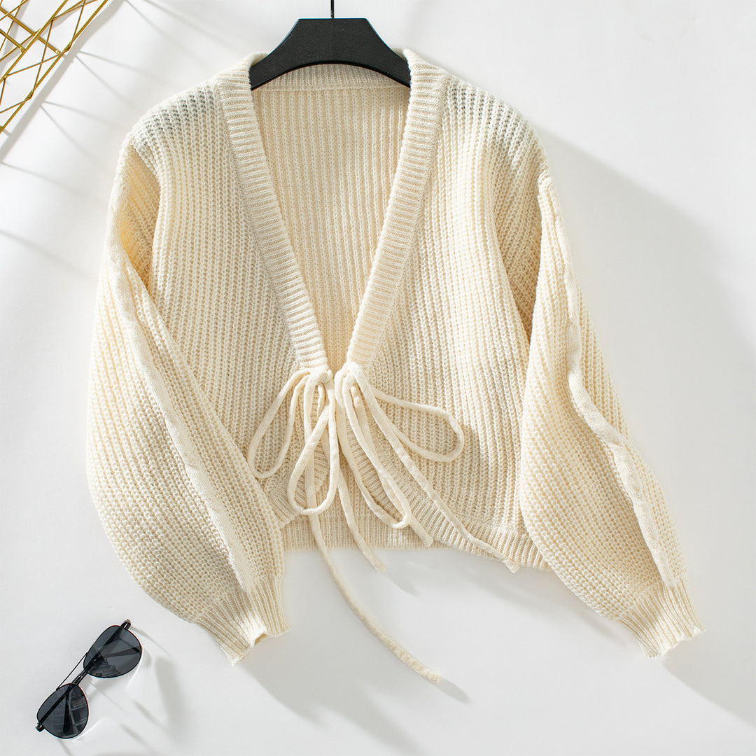 Wool sweater women with voluminous sleeves and decorative ties Lune London