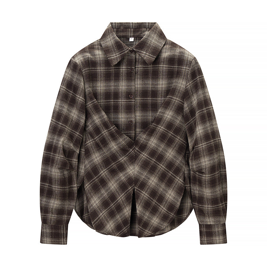Chemise à carreaux pour femmes avec un design innovant enroulé Chic & Stil