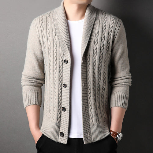 Men's knitted jacket with structured design and chic elegant collar