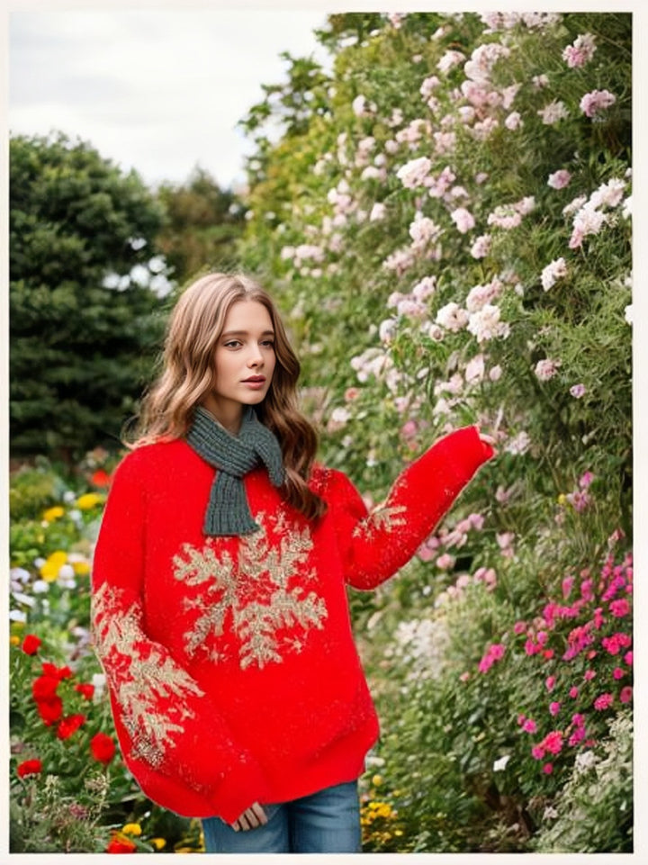 Christmas sweater for women with festive snowflake pattern and loose fit Lune London