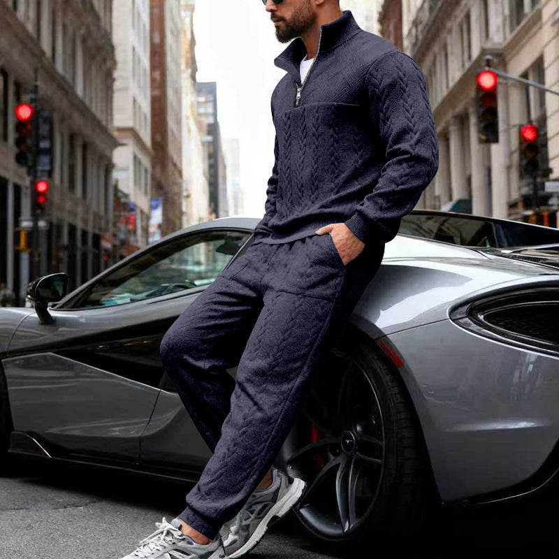 Sport leisure set for men in structured terry fabric with side zippered pockets Lune London