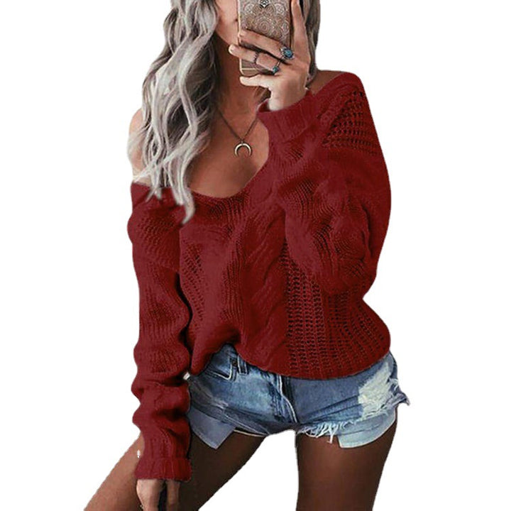 Casual knitted sweater for women with off-shoulder and voluminous sleeves Lune London