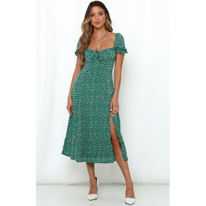 Elegant flared maxi dress for women with side slits Lune London
