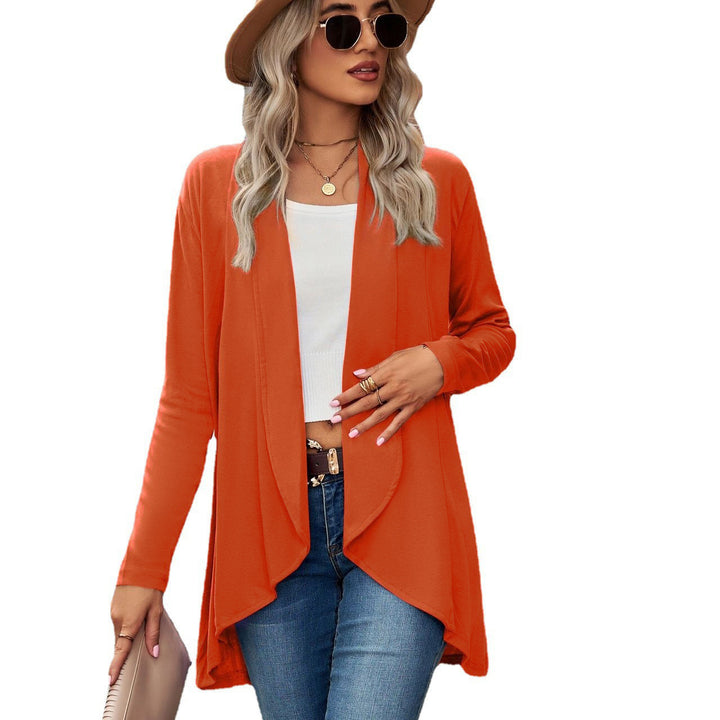 Women casual long cardigan in soft fabric with asymmetrical hem Lune London