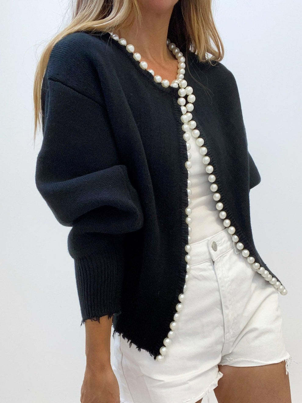 Women fashion cardigan with pearl decoration Lune London