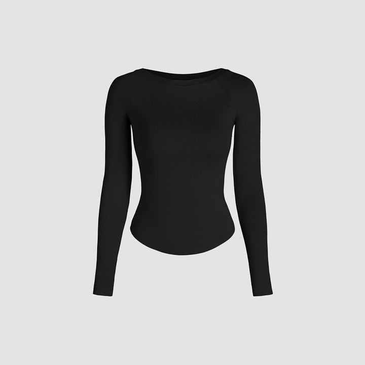 Chemisier à manches longues pour femmes avec une coupe flatteuse et un élégant col rond Chic & Stil
