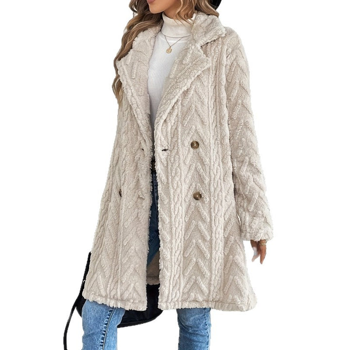 Ladies Teddy Plush Coat with Double-Breasted Closure and Structured Design Lune London