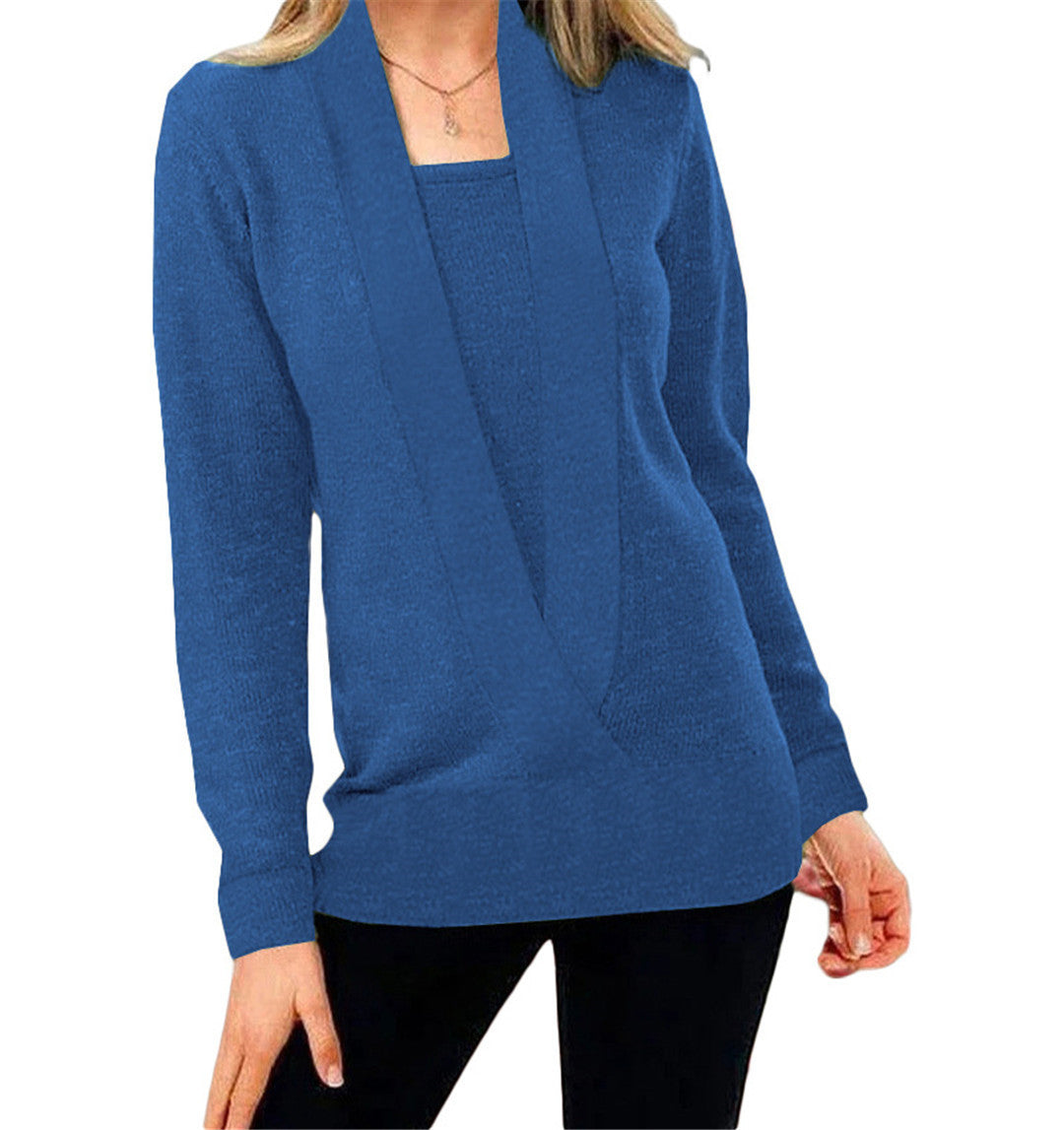 Elegant ladies knit top with deep V neckline and high-quality texture Lune London