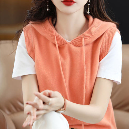 Women's hoodie with sleeveless design and elegant V-neck Lune London