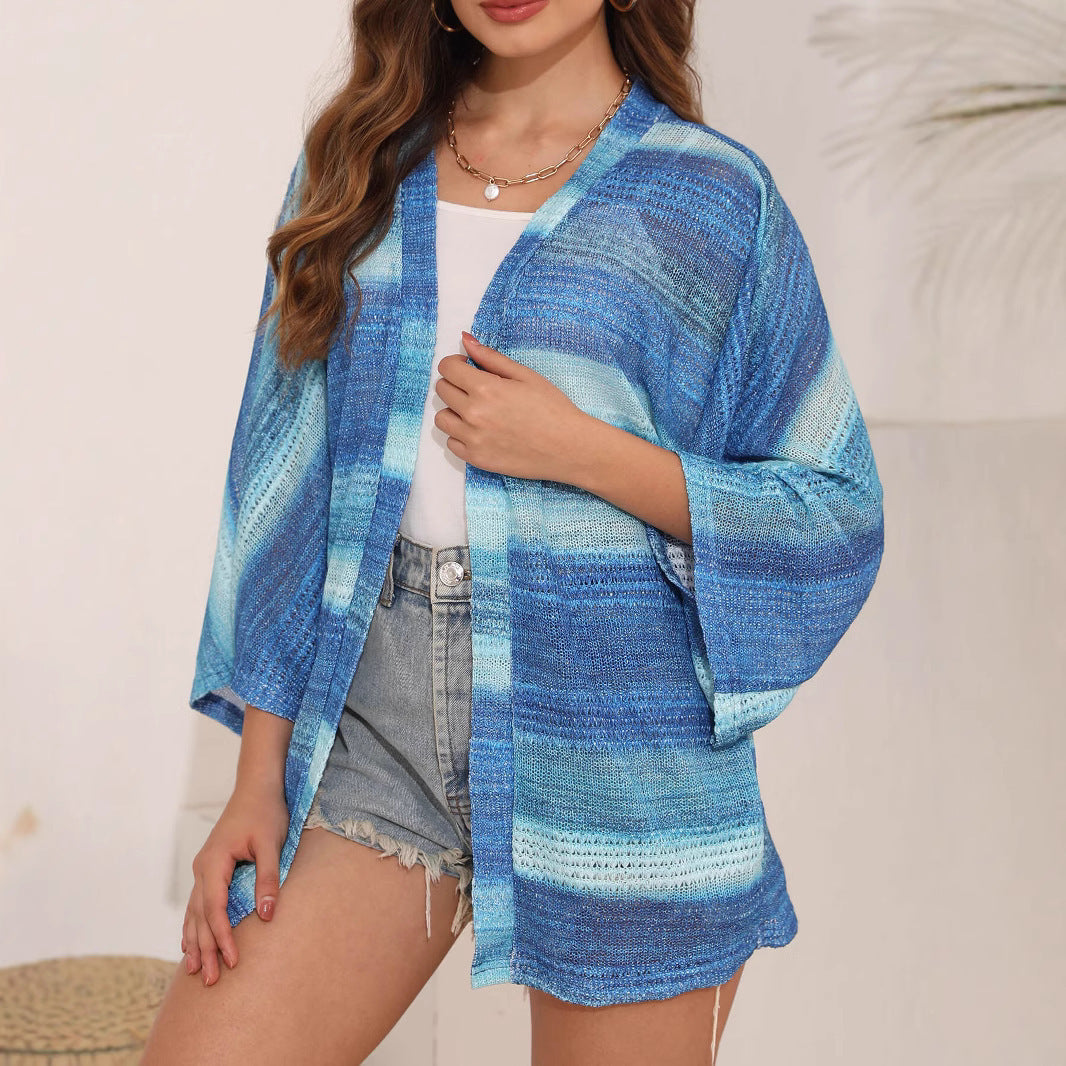Ladies airy kimono with watercolor pattern Lune London