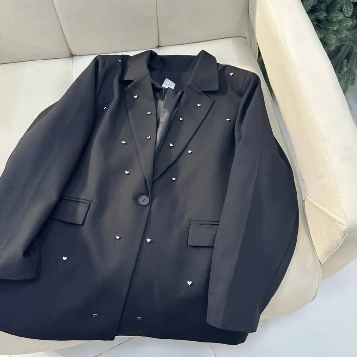 Ladies Elegant Oversized Blazer with Heart-Shaped Applications Lune London