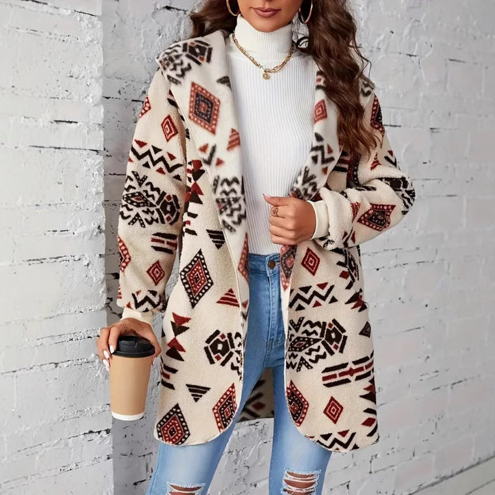 Women's plush jacket with ethnic pattern Lune London