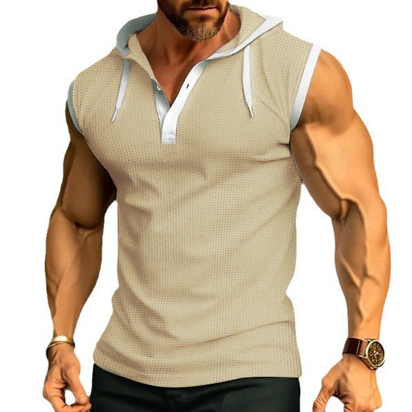 Sleeveless polo for men with modern cut and practical hood Lune London