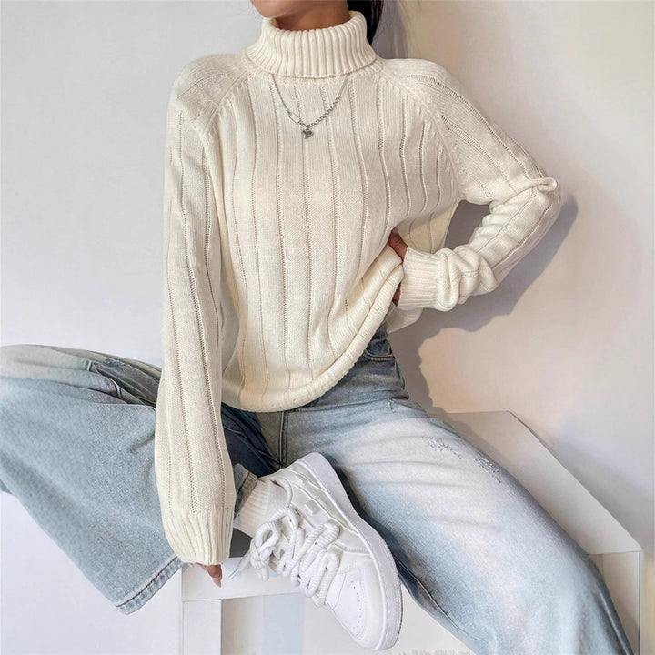 Lune London Women's Knit Sweater with High Collar