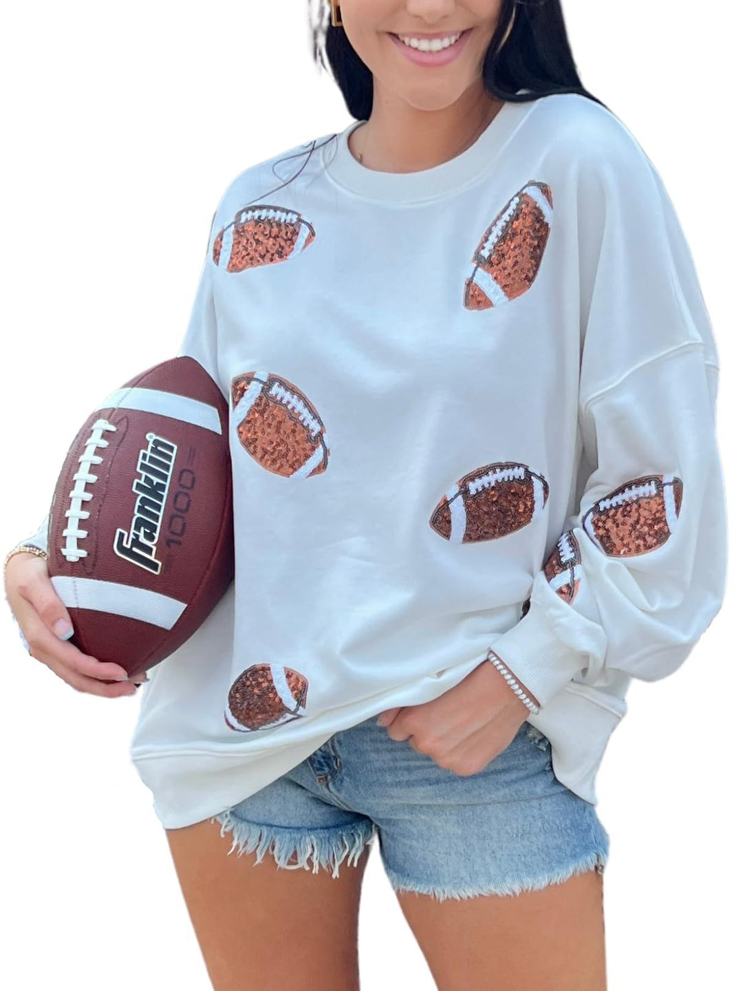 Casual women's sweatshirt with football pattern Moon London