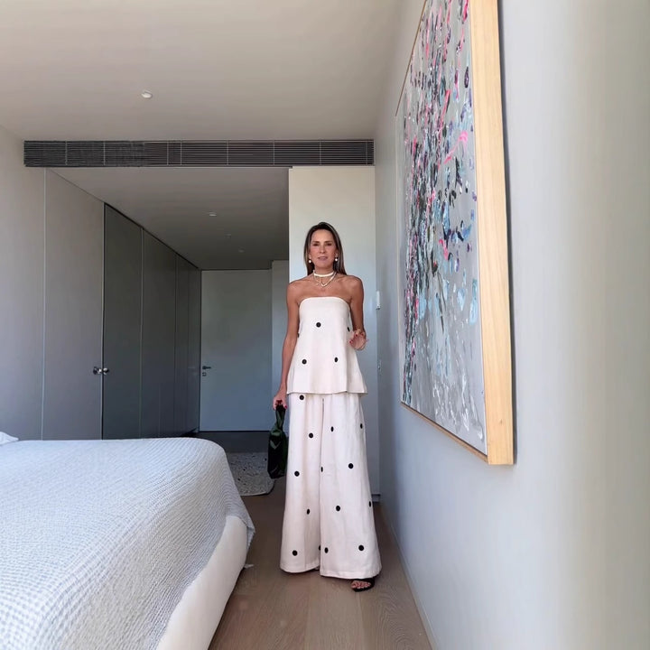 Women's set consisting of a sleeveless top and wide polka dot pants Lune London