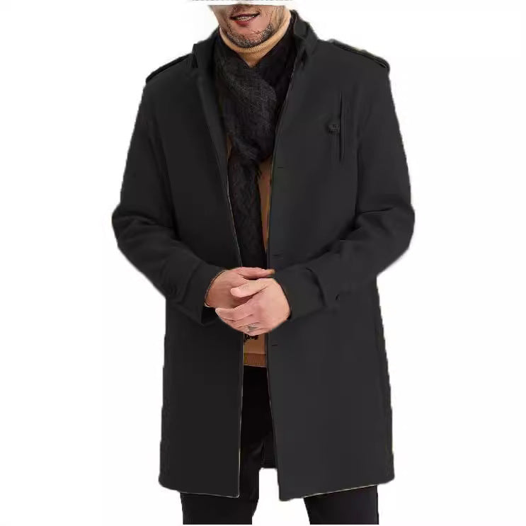Elegant transitional coat for men with practical pockets and high collar Lune London