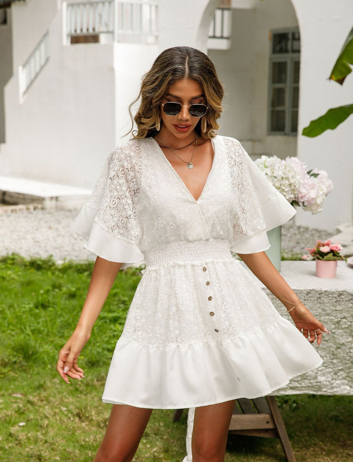 Lune London Lace Bell Sleeve Wrap Dress