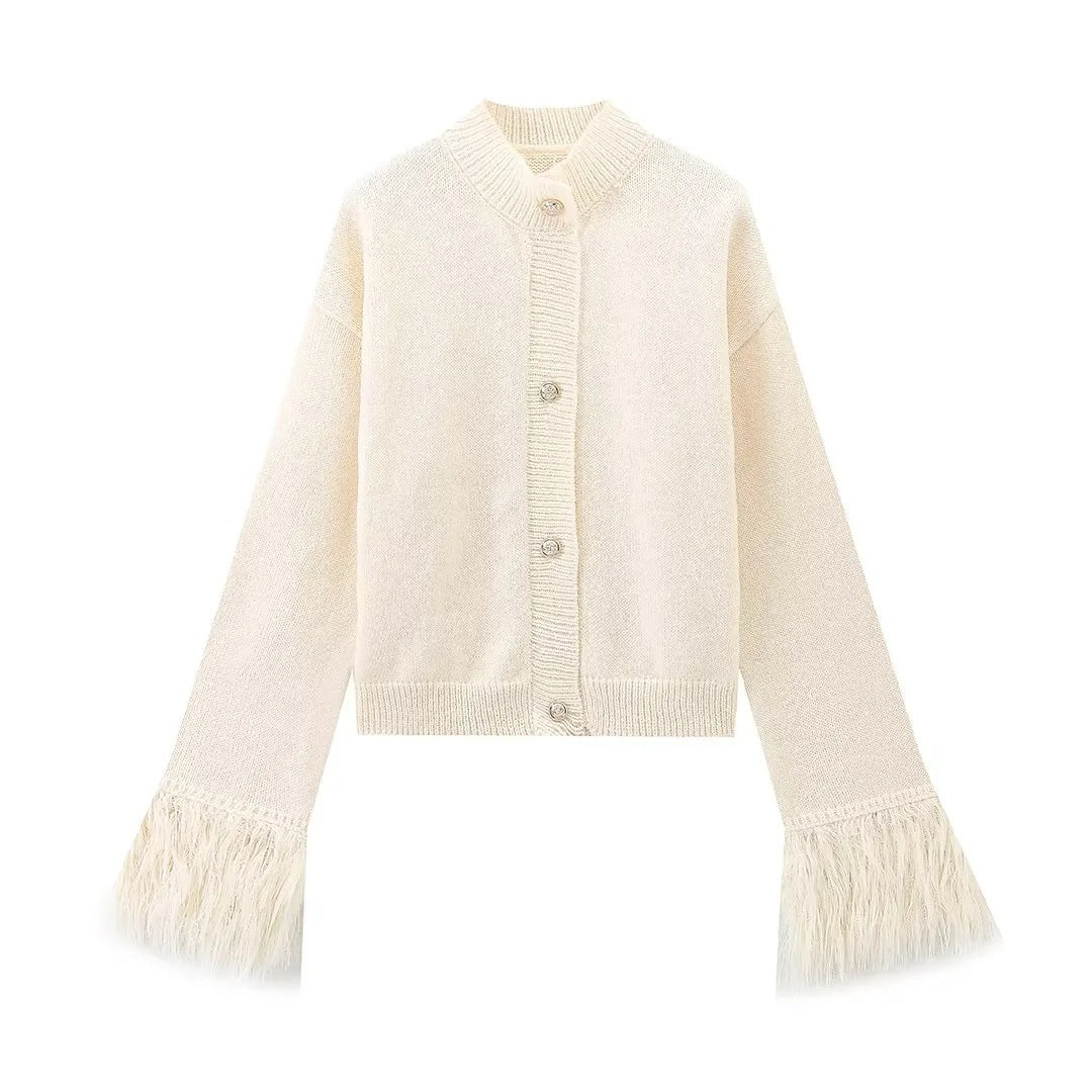 Veste en tricot tendance pour femmes avec franges Lune London