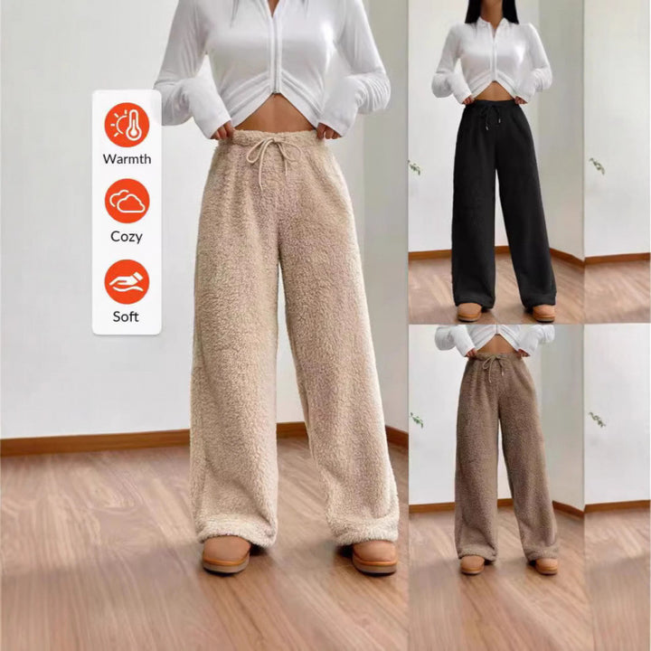 Ladies Relax Soft Pants with Tie Belt and Wide Legs Lune London