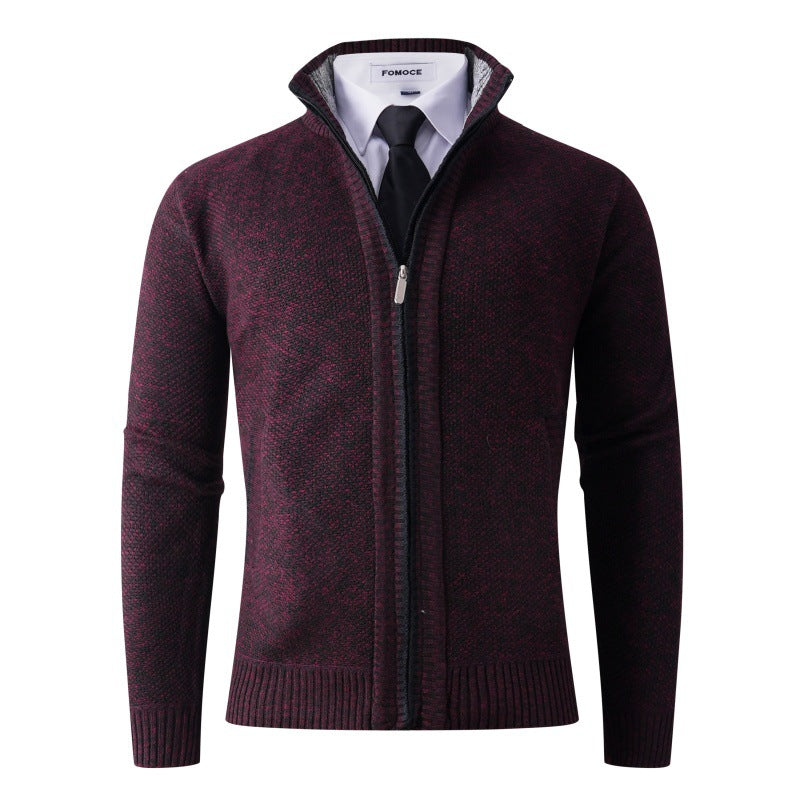 Elegant knitted jacket for men with high collar and practical pockets Lune London