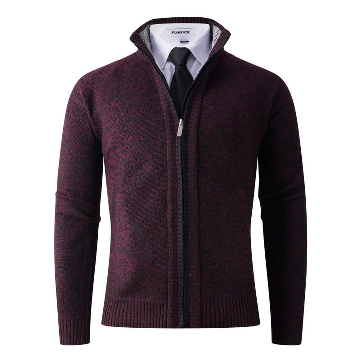 Elegant knitted jacket for men with high collar and practical pockets Lune London