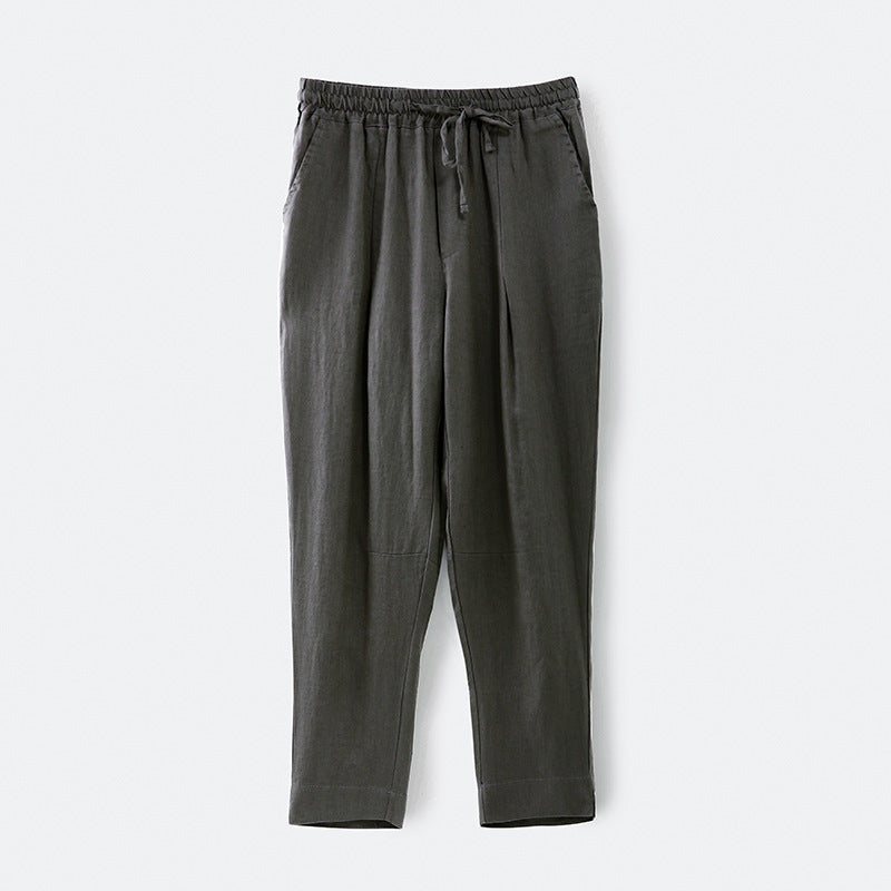 Casual linen pants for women with an elastic waist and practical side pockets Lune London