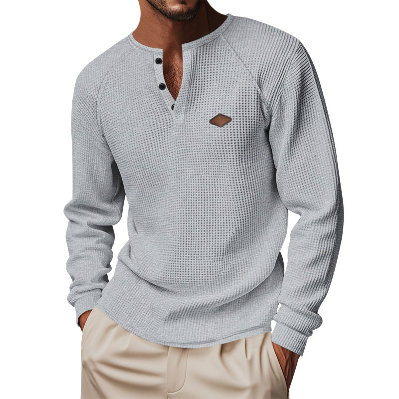 Men's long sleeve t-shirt with button placket and cotton blend Lune London